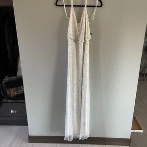 NWT White beaded formal full length gown